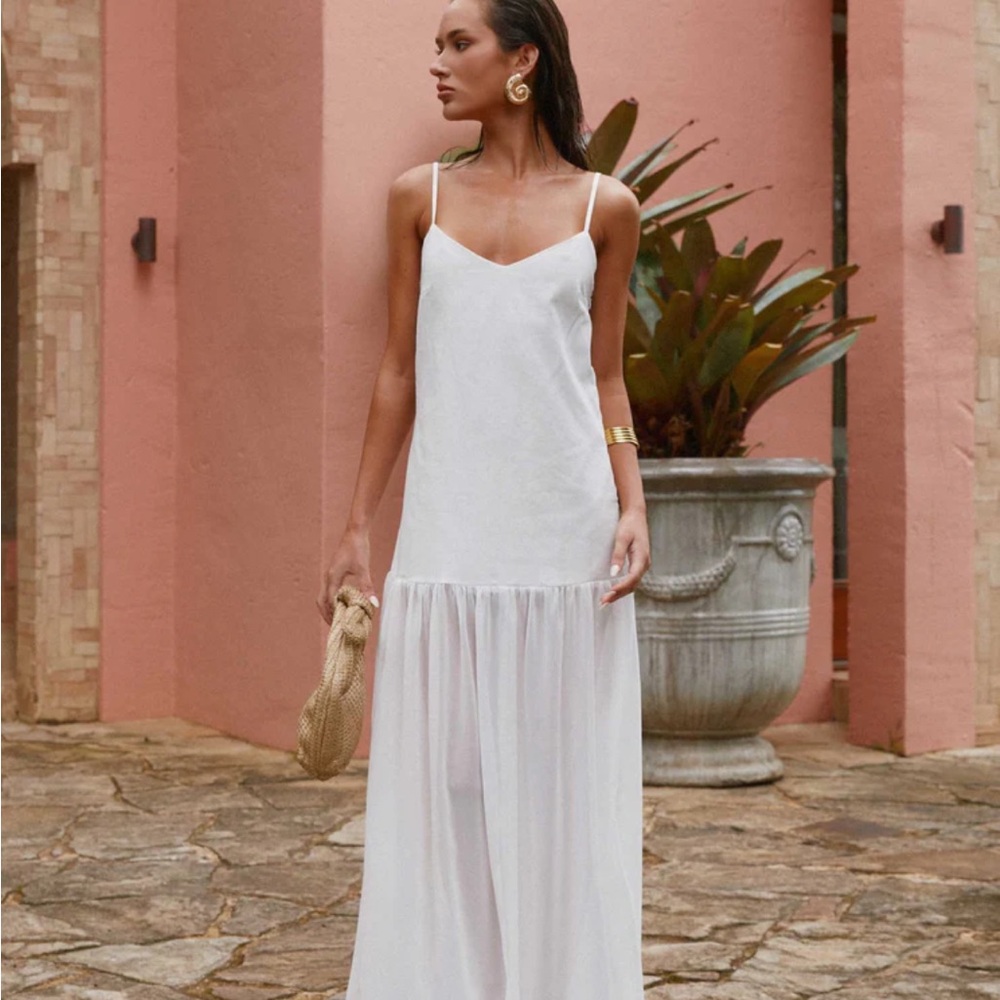 Peppermayo Heavenly Linen Maxi Dress - White